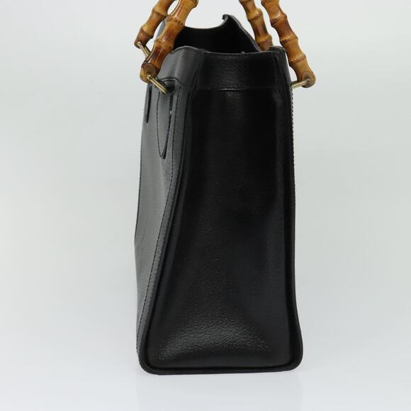 GUCCI Bamboo Hand Bag Leather Black Gold 002 002 - Picture 4 of 16